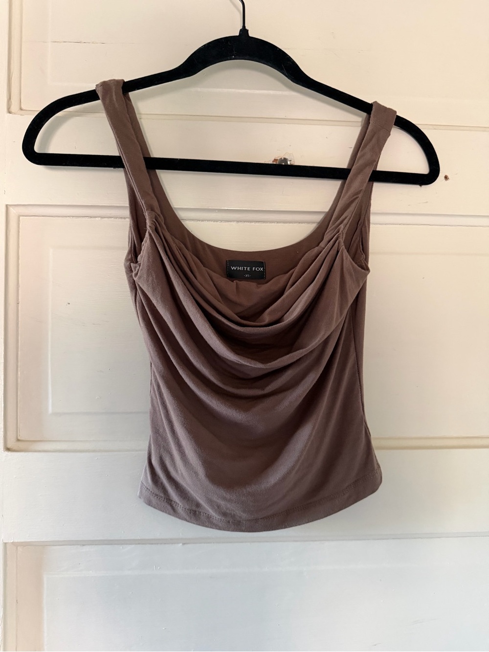White Fox brown, scrunched tank top, size XS. NEVER WORN. - Picture 4 of 5